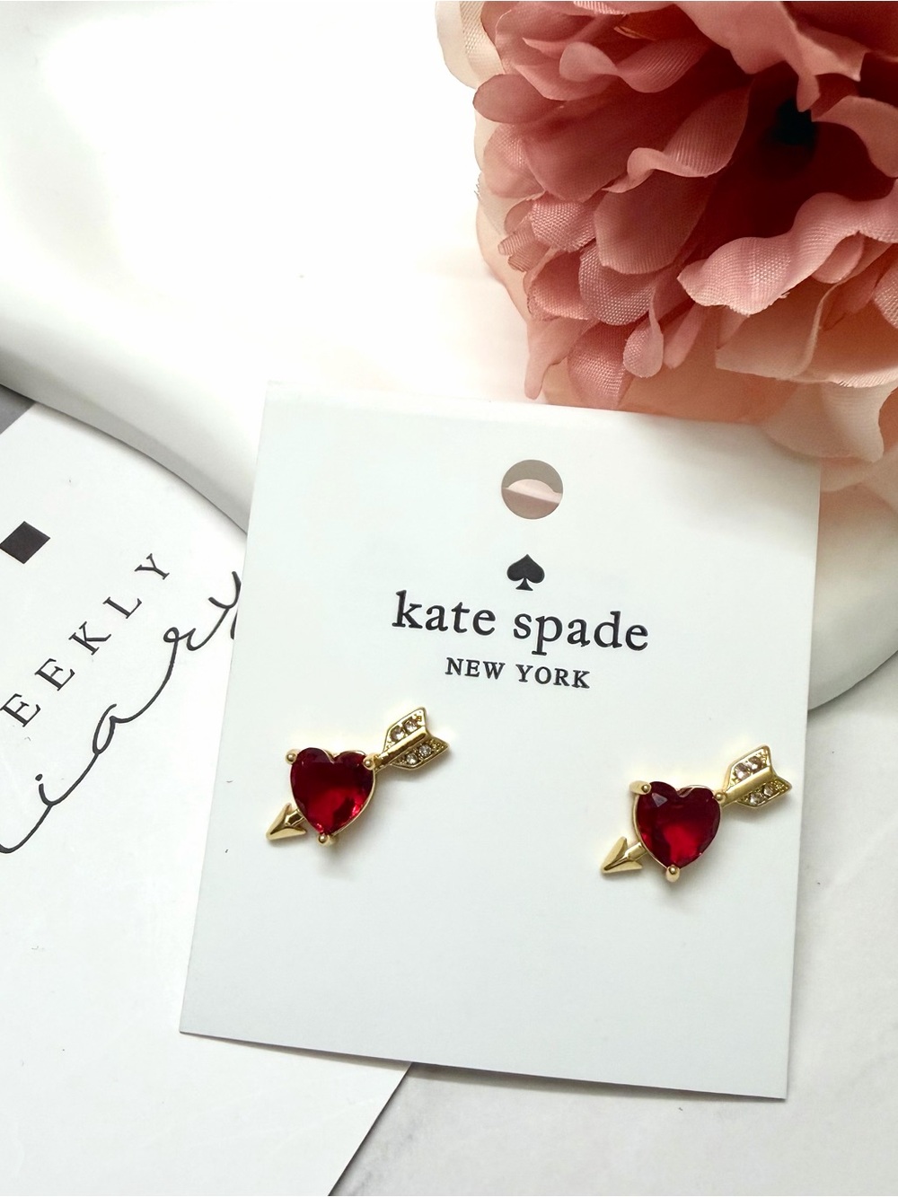 kate spade New York Red Heart Arrow Stud Earrings